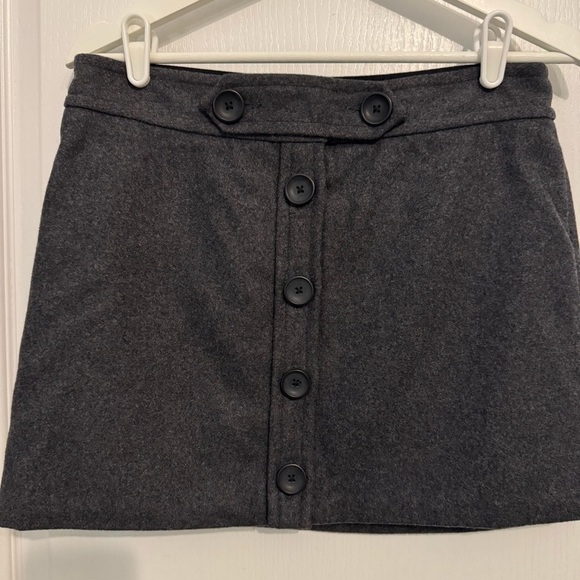 GAP Womens gray mini skirt 4 wool blend fully lined button Y2K 90s 2000s career - Picture 2 of 15